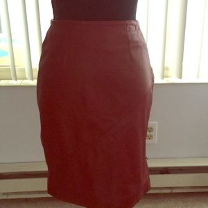 Dark red leather skirt